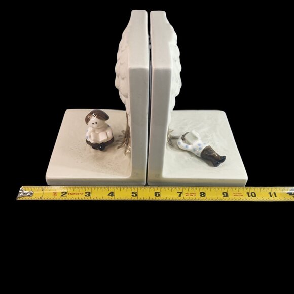 Fitz & Floyd Boy & Girl Reading Book Under Tree Bookends Japan Vintage 1976 - Picture 13 of 15